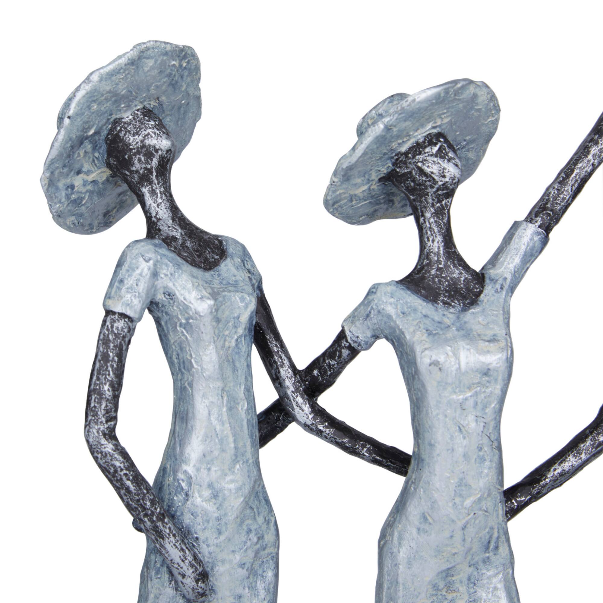 Grey Polystone Traditional Sculpture, Ladies 13" x 15" x 4"
